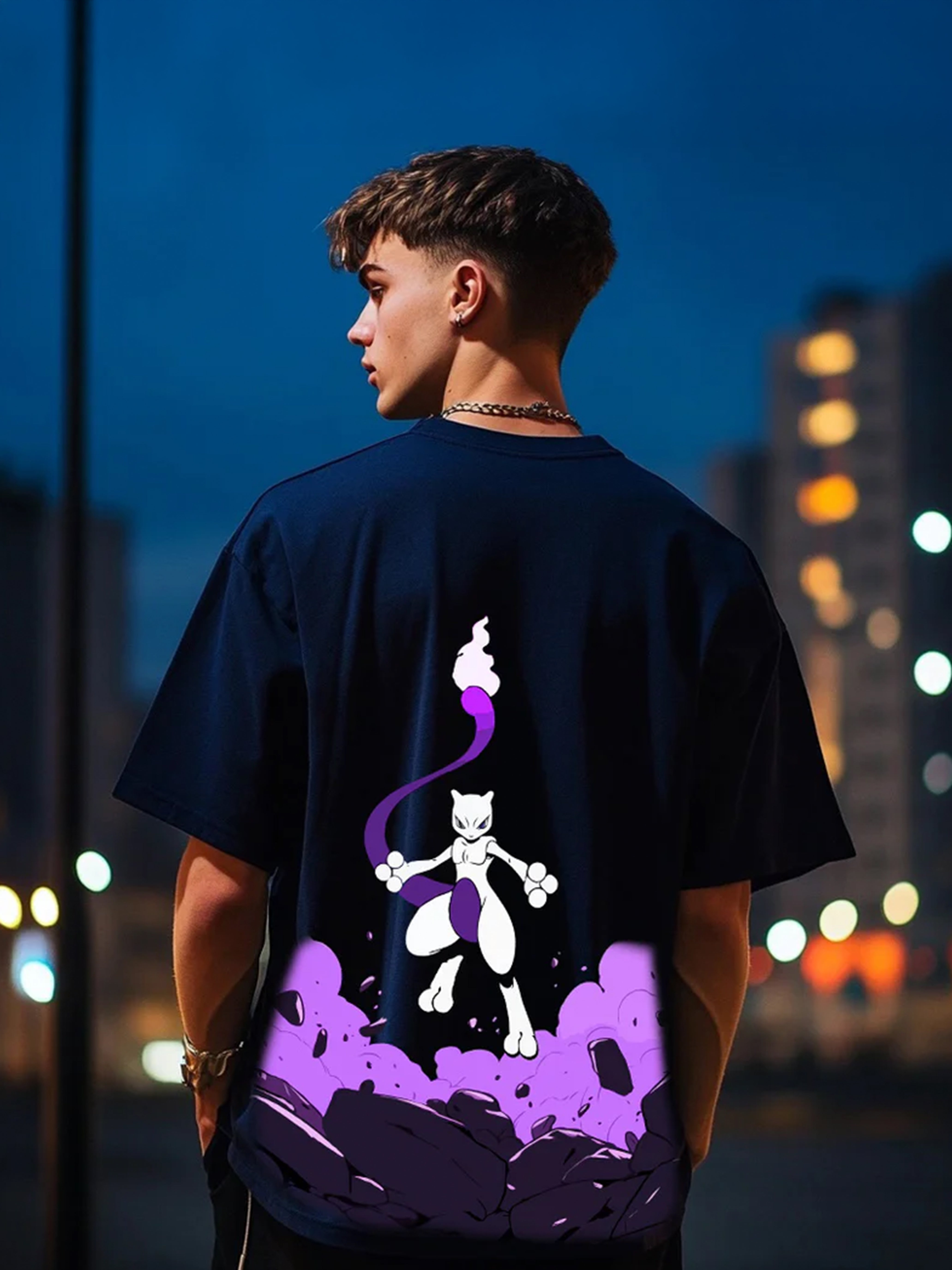 Mewtwo Navy Blue Oversize T-shirt