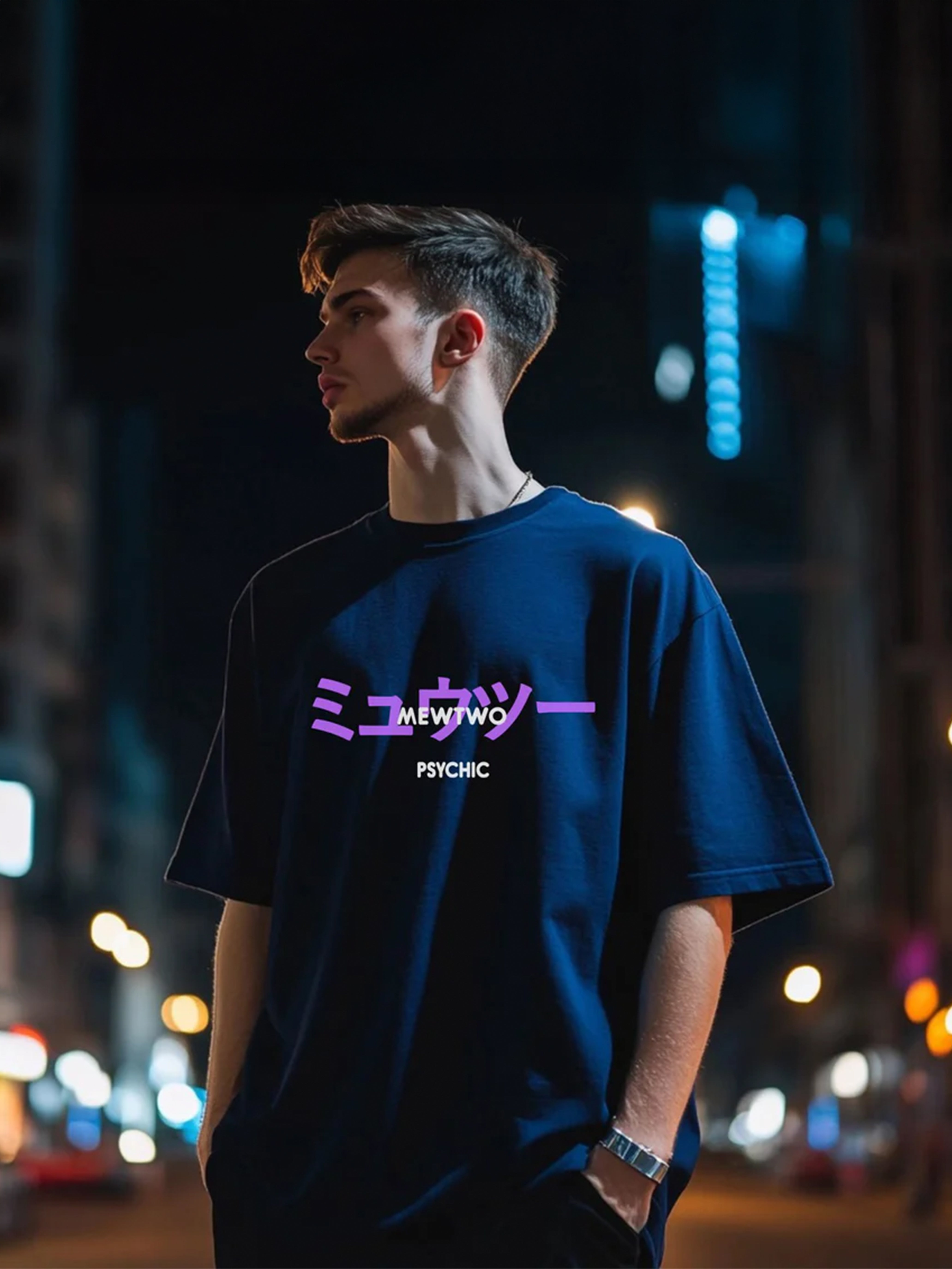 Mewtwo Navy Blue Oversize T-shirt