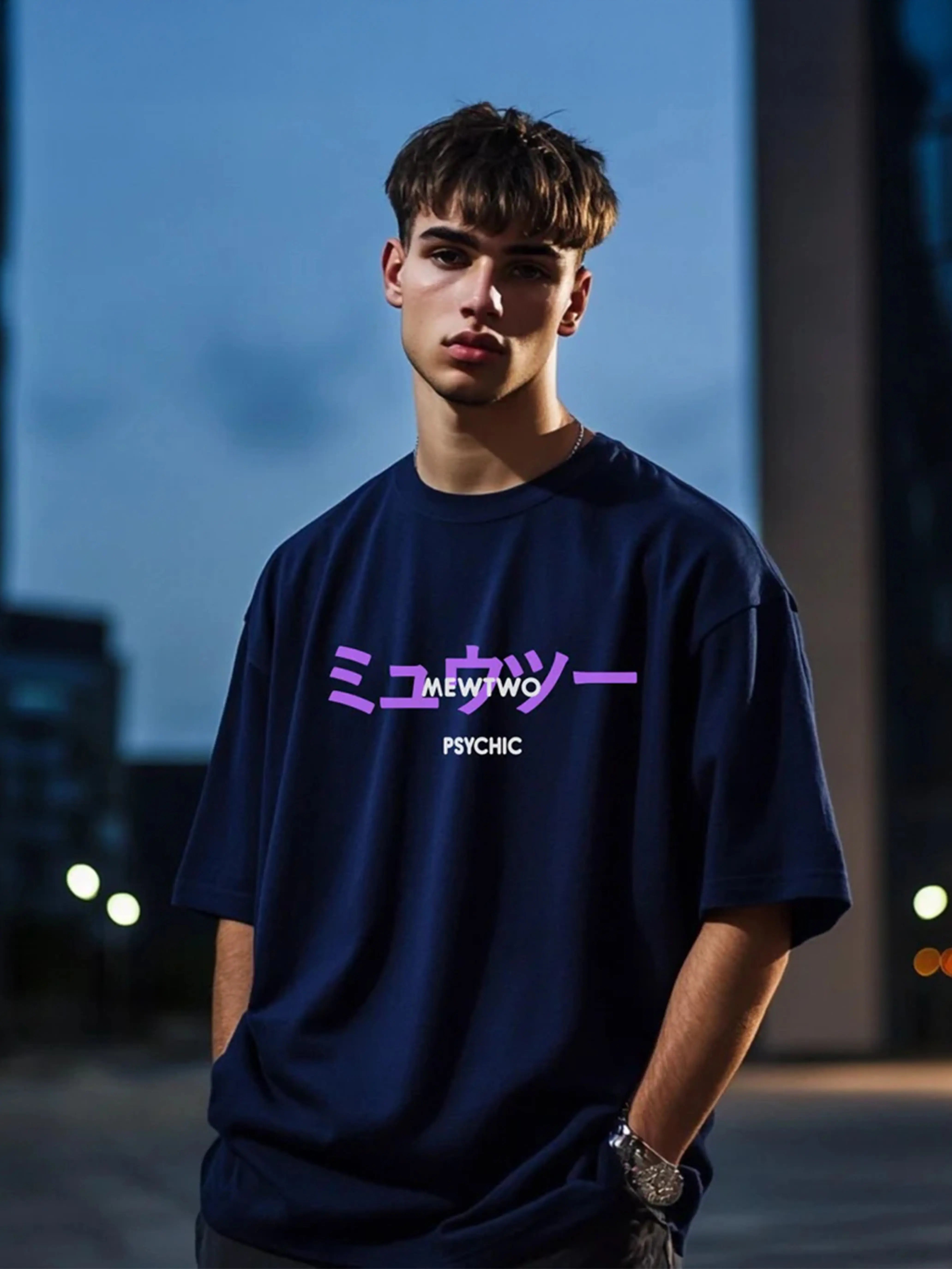 Mewtwo Navy Blue Oversize T-shirt